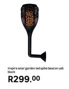 Inspire Solar Garden LED Spike Beacon USB Black