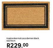 Inspire Door Mat Damien Black 40 x 70cm