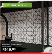 Artens Sekdem White Glossy Mosaic Tile 8MM