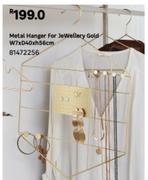 Metal Hanger For Jewellery Gold W7 x D40 x H56cm 81472256