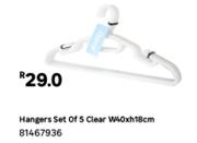 Hangers Set Of 5 Clear W40 x h18cm 81467936