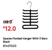 Spaceo Flocked Hanger With 11 Bars Black 81401020