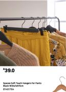 Spaceo Soft Touch Hangers For Pants Black W34 x 1 x h11cm 81461764