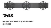 Hexagon Hook Metal Grey With 3 Hooks 81472259