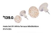 Hooks Set Of 4 White Terrazzo W8 x D8 x H8cm 81474384