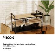 Spaceo Shoes Storage Frame Metal & Wood W41 x D84 x H10cm 81461810