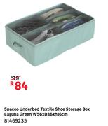 Spaceo Underbed Textile Shoe Stoage Box Laguna Green W56 x D26 x H16cm 81469235