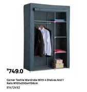 Corner Textile Wardrobe With 4 Shelves & 1 Rails W105 x D50 x H158cm 81472492