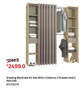 Dressing Wardrobe Kit Oslo With 2 Columns, 2 Drawers & 2 Rails Oak 81459270