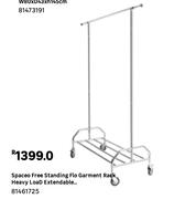 Spaceo Free Standing Flo Garment Rack Heavy Load Extendable 81461725