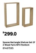 Spaceo Rectangle Shelves Set Of 2 Wood Paris W11.7 x D45cm 81467595
