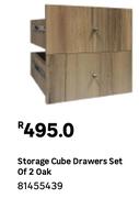 Storage Cube Drawers Set Of 2 Oak 81455439
