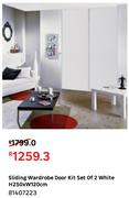 Sliding Wardrobe Door Kit Set Of 2 White H250 x W120cm 81407223
