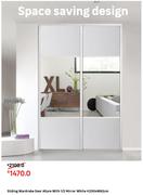 Allure Sliding Wardrobe Door With 1/2 Mirror (White) H250 x W62cm 81407218
