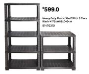 Heavy Duty Plastic Shelf With 3 Tiers Black H173 x W89 x D45cm 81470310