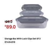Storage Box With Lock Clips Set Of 3 81484818