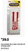 Sellotape Self ADH Ths Wy Up Stckrs 10Pc 81472043