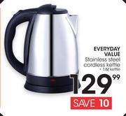 Everyday Value 1.8Ltr Stainless Steel Cordless Kettle