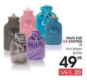 Faux Fur Or Knitted 2Ltr Hot Water Bottle