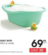 Baby Bath In Mint Or White-Each