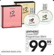 Lentheric I Love EDP Fragrances-50ml Each