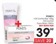 Pond's Oil Control Bar-100g, Oil Control Face Wash-100ml Both For
