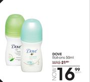 Dove Roll Ons-50ml Each