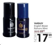 Yardley English Blazer Roll Ons-50ml Each