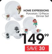 Home Expressions Porcelain 12-Piece Dinner Set