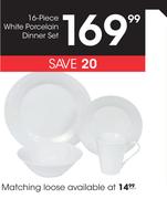 16-Piece White Porcelain Dinner Set