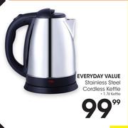 Everyday Value Stainless Steel Cordless Kettle
