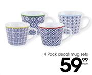 4 Pack Decal Mug Sets