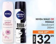Nivea Male Or Female Deodorant-200ml Each