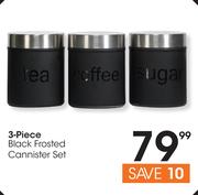 3 Piece Black Frosted Canister Set