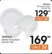 16 Piece White Porcelain Dinner Set