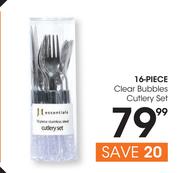 16 Piece Clear Bubbles Cutlery Set