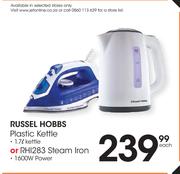 Russell Hobbs 1.7Ltr Plastic Kettle Or Russell Hobbs RHI283 Steam Iron (1600W Power)-Each