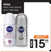 Nivea Male & Female Roll-Ons-50ml Each
