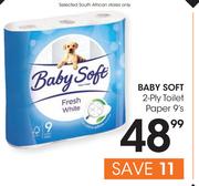 Baby Soft 2 Ply Toilet Paper-9's