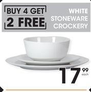 White Stoneware Crockery-Each