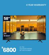 Hisense 58" UHD 4K Smart Television 23-759