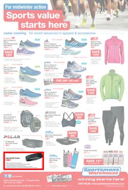 Sportsmans Warehouse : Sports Value Starts Here (24 Jul - 10 Aug 2014), page 1