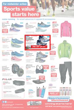 Sportsmans Warehouse : Sports Value Starts Here (24 Jul - 10 Aug 2014), page 1