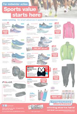 Sportsmans Warehouse : Sports Value Starts Here (24 Jul - 10 Aug 2014), page 1