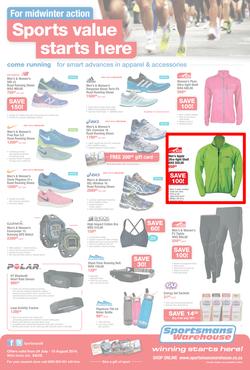Sportsmans Warehouse : Sports Value Starts Here (24 Jul - 10 Aug 2014), page 1