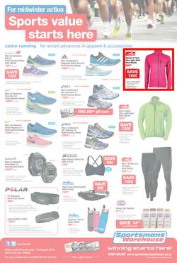 Sportsmans Warehouse : Sports Value Starts Here (24 Jul - 10 Aug 2014), page 1