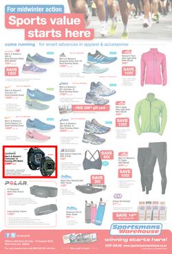Sportsmans Warehouse : Sports Value Starts Here (24 Jul - 10 Aug 2014), page 1