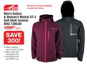 First Ascent Men's Solace & Women's Mistral XT-2 Soft Shell Jackets-Each