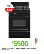Univa 4 Burner 60 x 60 Blk Compact Full Gas Stove UG016BI 21-550