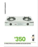 Alva 2 Burner Gas S/Steel Stove GCS04 21-518